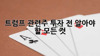 트럼프 관련주 투자 전 알아야 할 모든 것